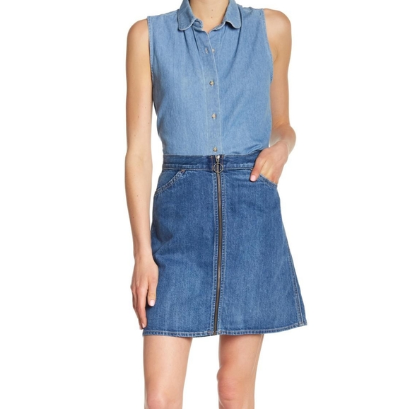 26 Levi's Orange Tab A-Line Zip Front Mini Skirt - Picture 10 of 13